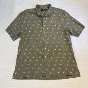 Nicklaus Shirt Mens XL Green Silk Cotton Short Sleeve Golf Preppy Geometric